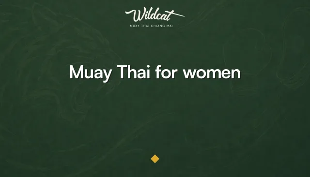 A woman training muay thai at an outdoor camp in Chiang Mai, surrounded by tropical greenery at golden hour